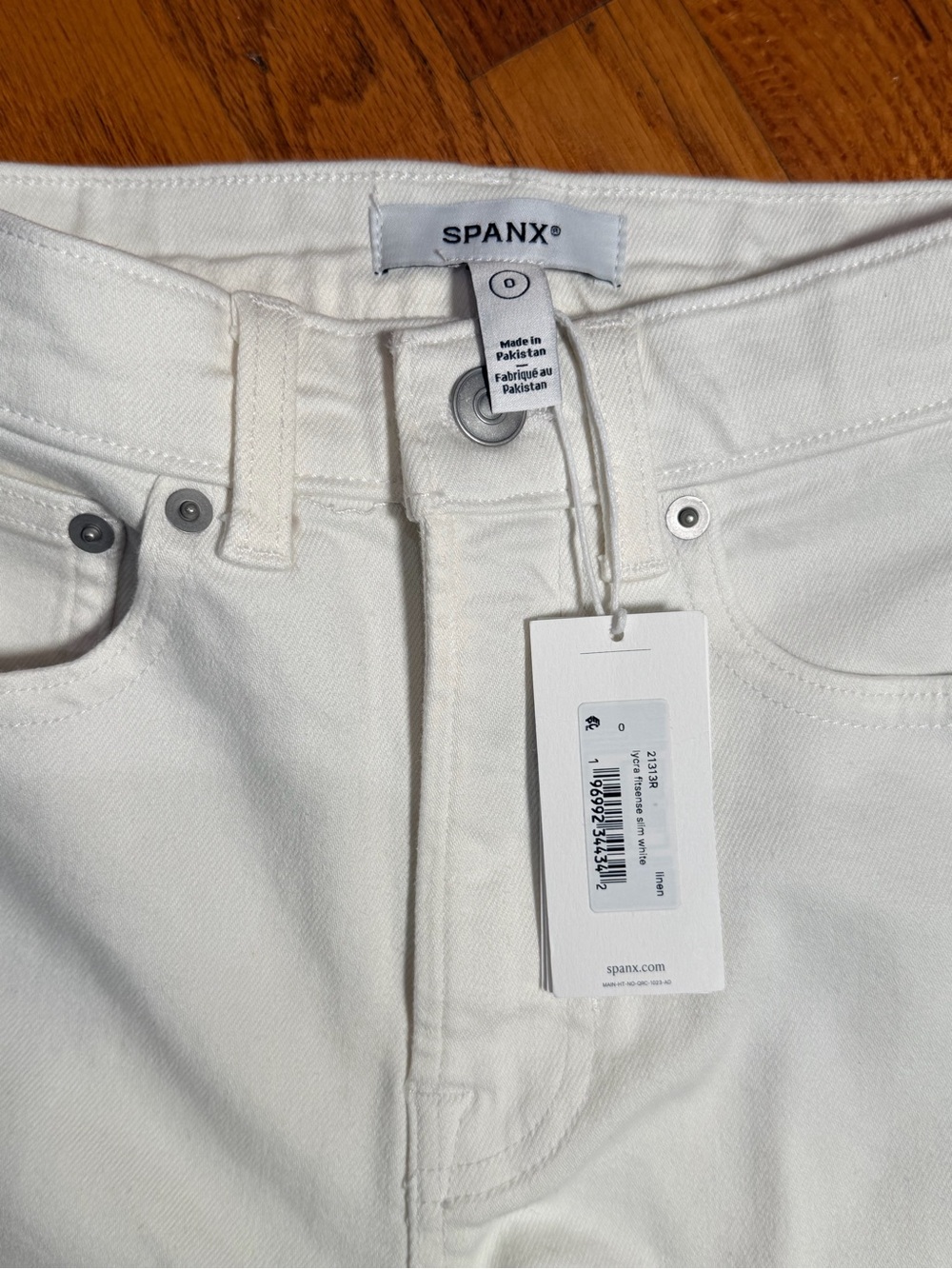 SPANX High-Rise Straight-Leg Jeans in white 24